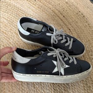 Golden Goose Hi Star Black Sneakers with White Star